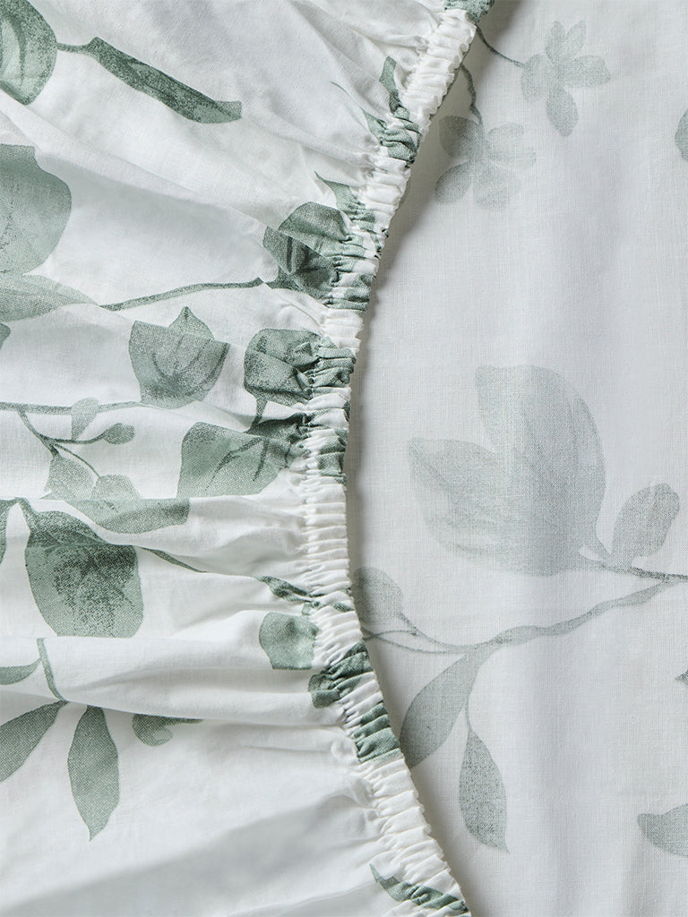 Westside Home Sage Leaf Design Queen Bed Sheet Set - Image 3