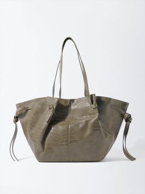 Westside Olive Textured Tote Bag Laptop Sleeve and Pouch