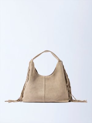 Westside Khaki Fringe Detailed Shoulder Bag