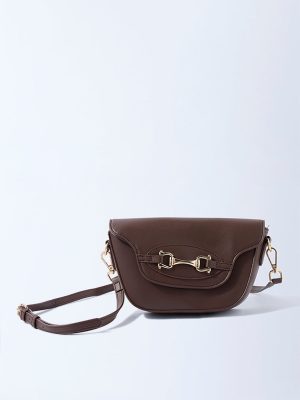 Westside Dark Brown Hardware-Detailed Sling Bag