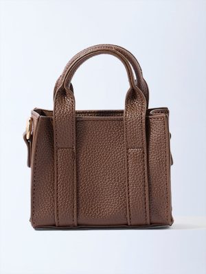 Westside Brown Textured Mini Sling Bag