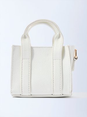 Westside White Textured Mini Sling Bag