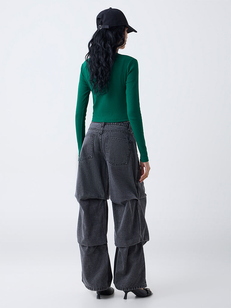 Nuon Dark Grey Relaxed-Fit High-Rise Jeans - Image 4