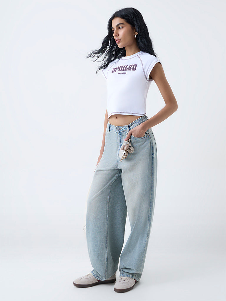 Nuon White Typographic Cotton-Blend T-Shirt - Image 2