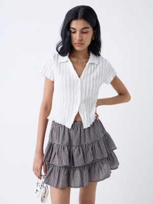 Nuon White Knit-Textured Shirt