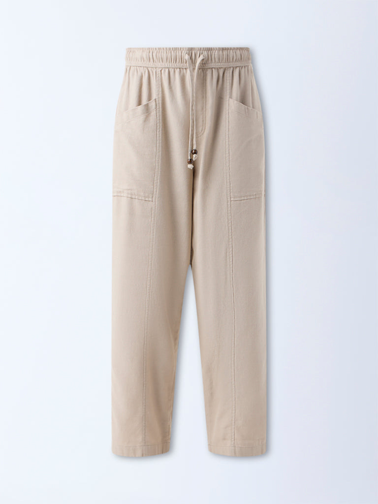Bombay Paisley Beige Cotton-Blend Pants - Image 5