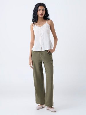 Bombay Paisley Olive Cotton-Blend Pants