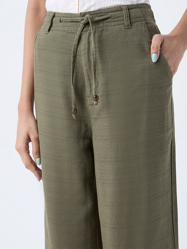 Bombay Paisley Olive Cotton-Blend Pants - Image 3