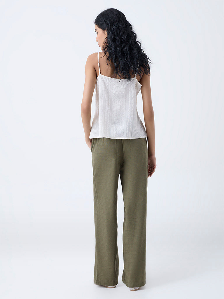 Bombay Paisley Olive Cotton-Blend Pants - Image 4