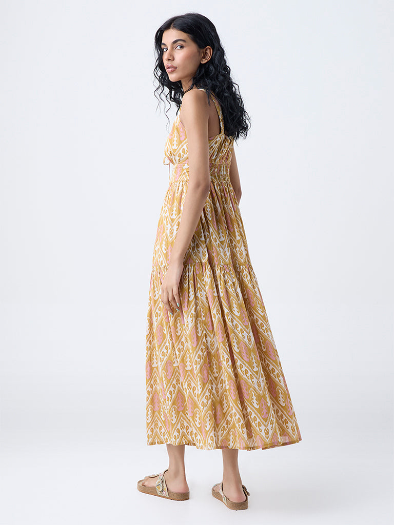 Bombay Paisley Mustard Paisley Design Cotton A-Line Dress - Image 4