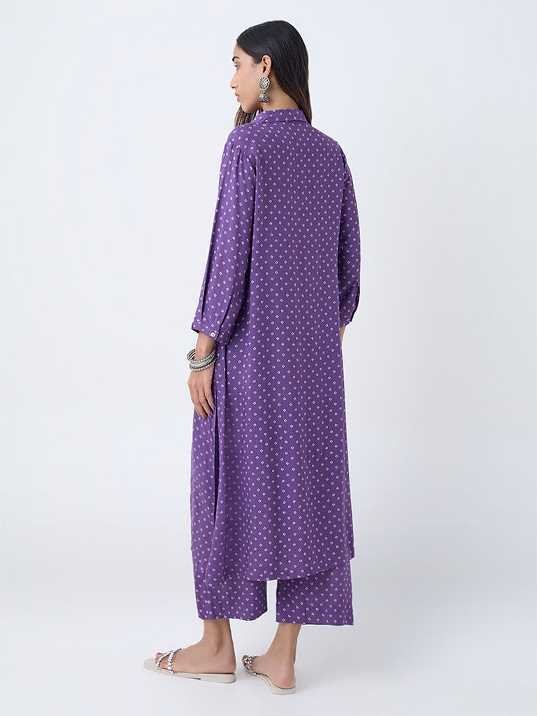 Utsa Purple Bandhani Printed A-Line Kurta - Image 4