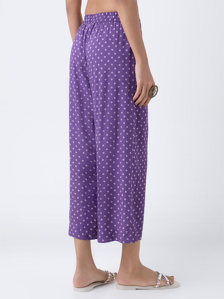 Utsa Purple Bandhani Printed Pants - Image 4