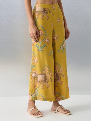 Utsa Mustard Printed Pants