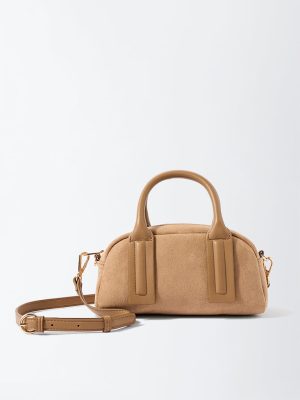 Westside Beige Suede Bowling Bag