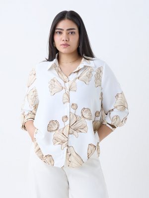 Gia White Floral Patterned Shirt