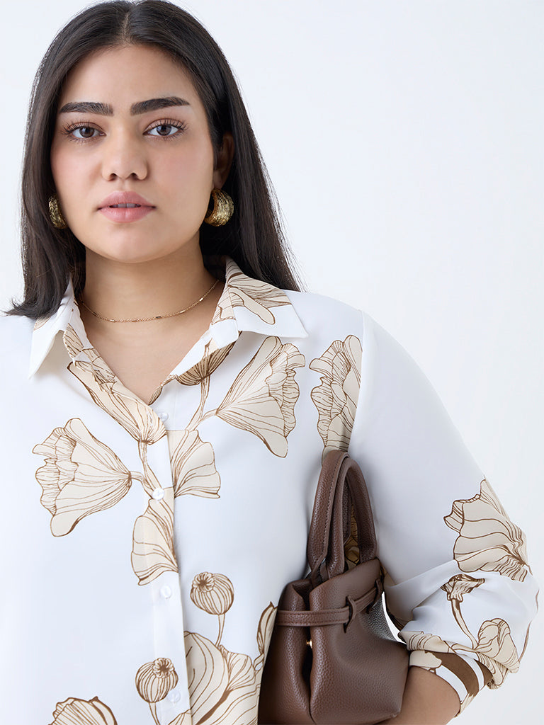 Gia White Floral Patterned Shirt - Image 3