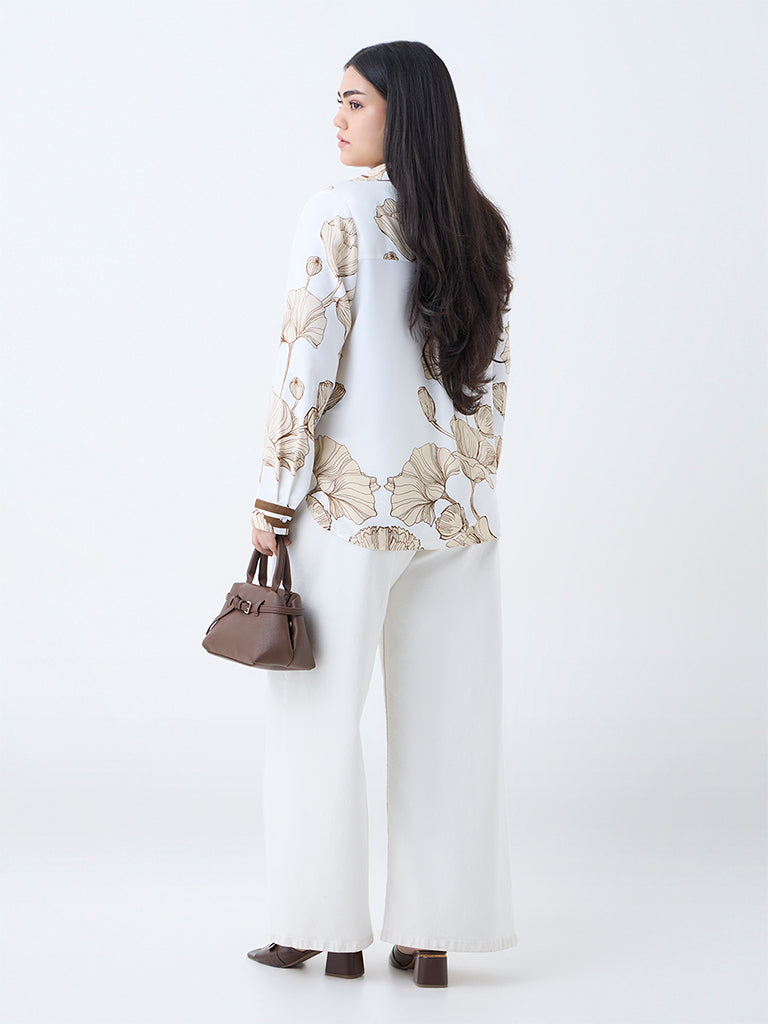 Gia White Floral Patterned Shirt - Image 4