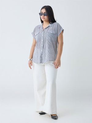 Gia Black Stripe Printed Cotton Shirt