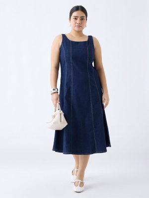 Gia Dark Blue Denim A-Line Dress