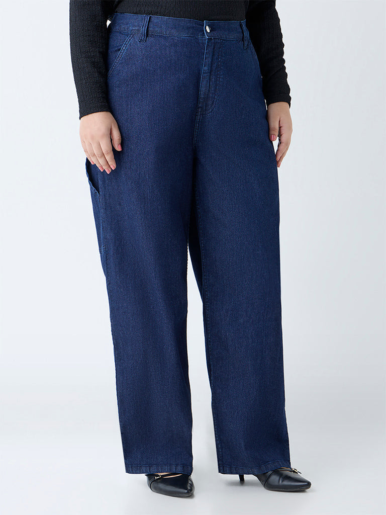 Gia Dark Blue Straight-Fit High-Rise Jeans - Image 2