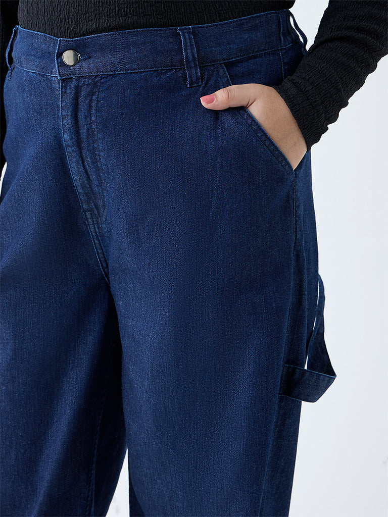 Gia Dark Blue Straight-Fit High-Rise Jeans - Image 3