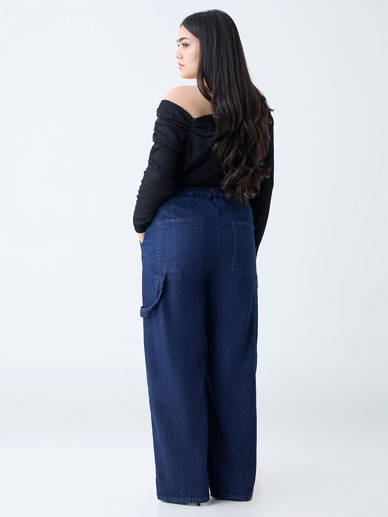 Gia Dark Blue Straight-Fit High-Rise Jeans - Image 4