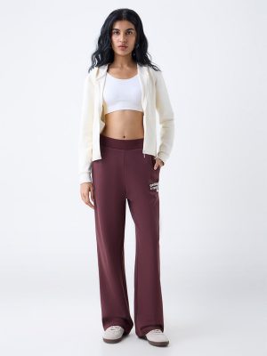 Studiofit Dark Brown High-Rise Cotton-Blend Pants