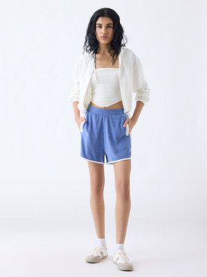 Studiofit Blue Panel-Detailed High-Rise Shorts