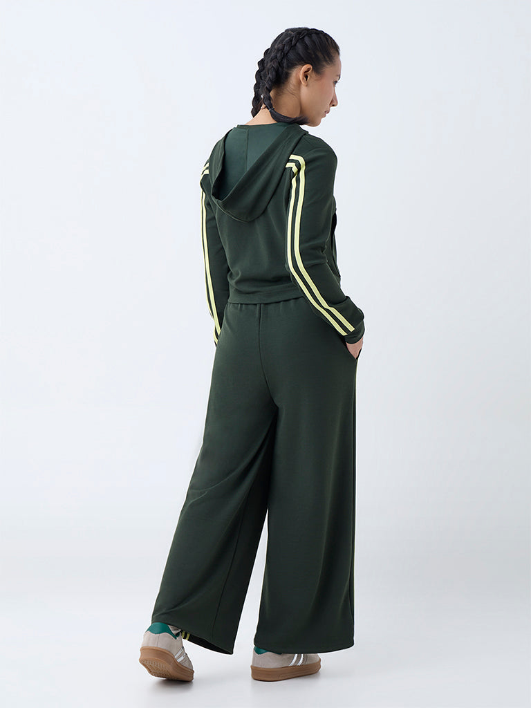 Studiofit Olive Striped High-Rise Track Pants - Image 4