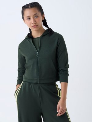 Studiofit Olive Stripe Hooded Jacket