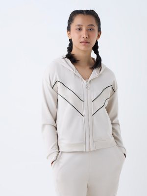 Studiofit Cream Chevron Patterned Jacket
