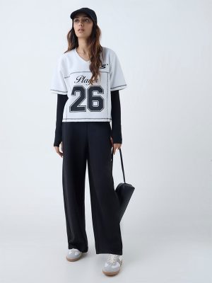 Studiofit White Numerical Print T-Shirt