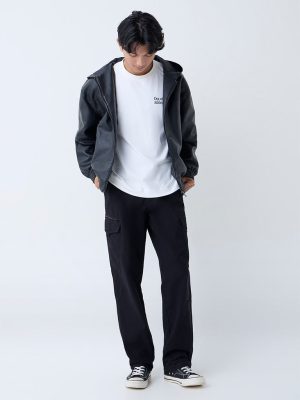Nuon Black Cargo-Style Relaxed-Fit Jeans