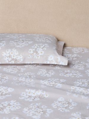 Westside Home Taupe Floral Design Queen Bed Sheet Set
