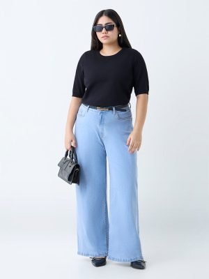 Gia Light Blue Straight-Fit High-Rise Jeans