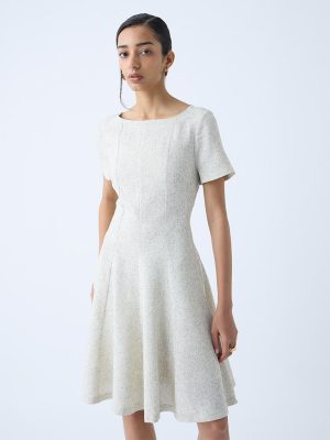 Wardrobe Off-White Melange A-Line Dress