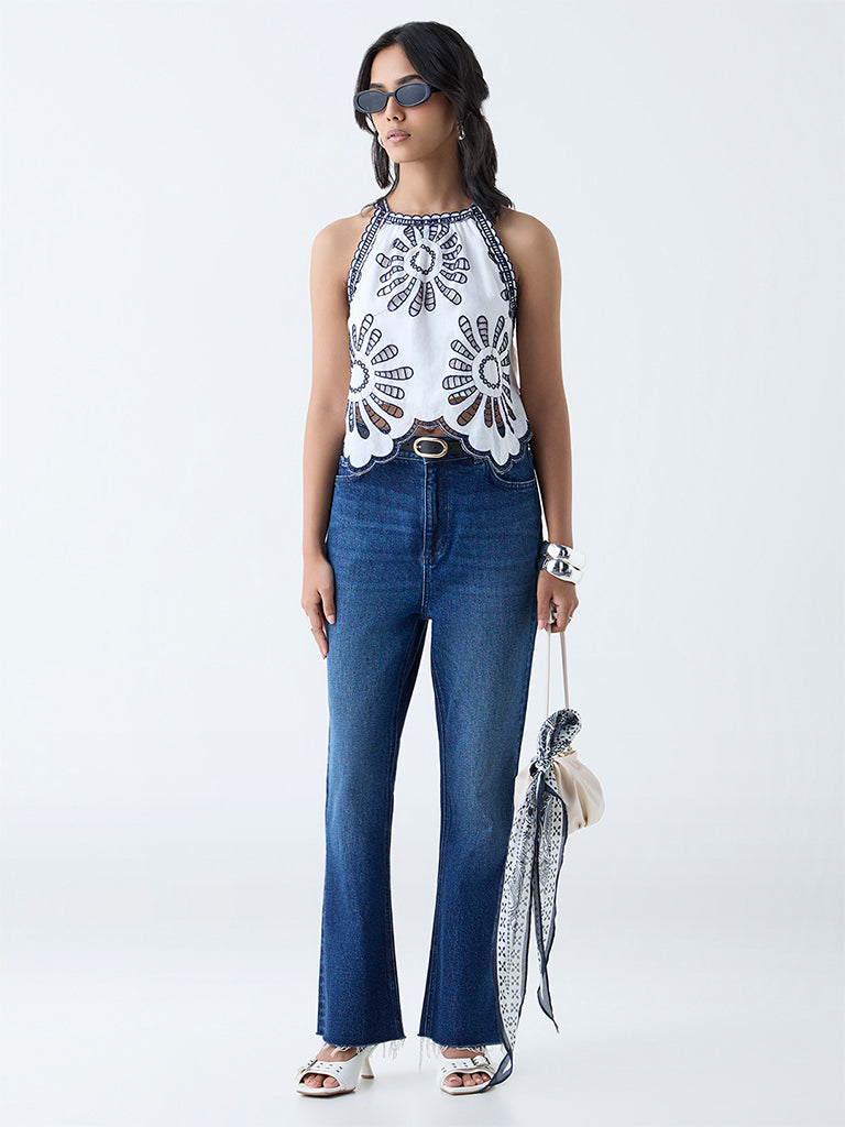 LOV White Floral Embroidered Cotton Top - Image 2