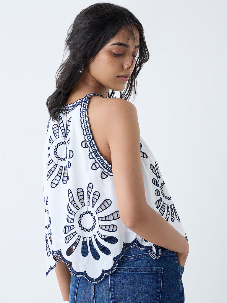 LOV White Floral Embroidered Cotton Top - Image 4