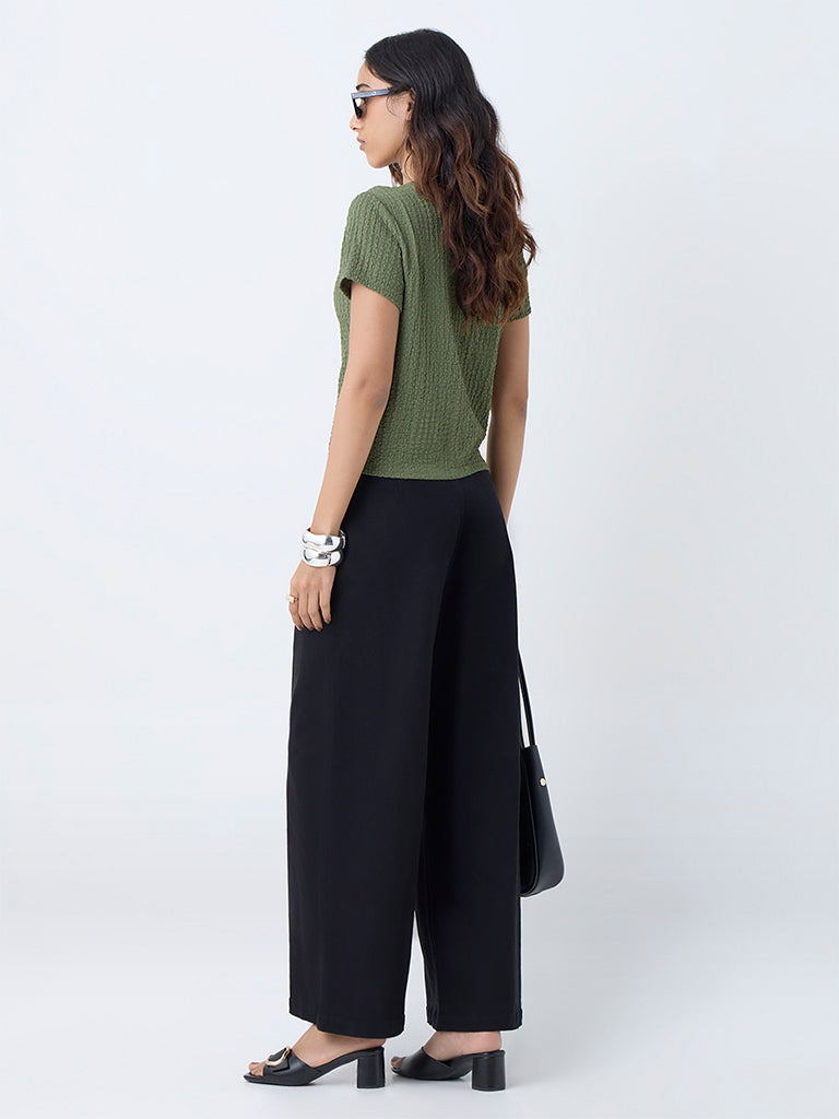 LOV Olive Crinkle-Textured Top - Image 4