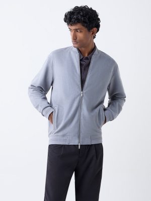 Ascot Light Grey Relaxed-Fit Suede Jacket