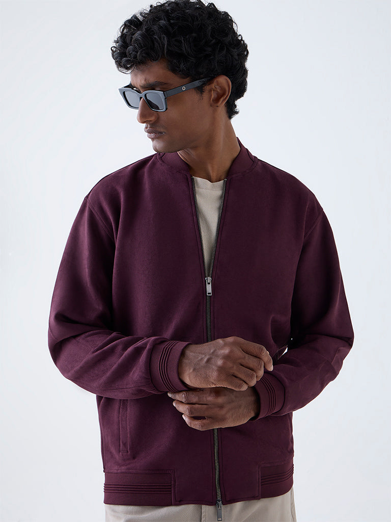 Ascot Wine Relaxed-Fit Suede Jacket