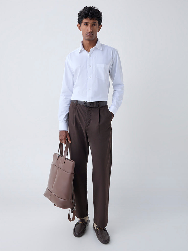 WES Formals White Striped Relaxed-Fit Cotton Shirt - Image 2