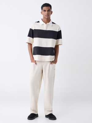 Nuon Beige Relaxed-Fit Mid-Rise Jeans