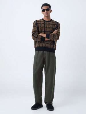 Nuon Dark Olive Relaxed-Fit Mid-Rise Jeans