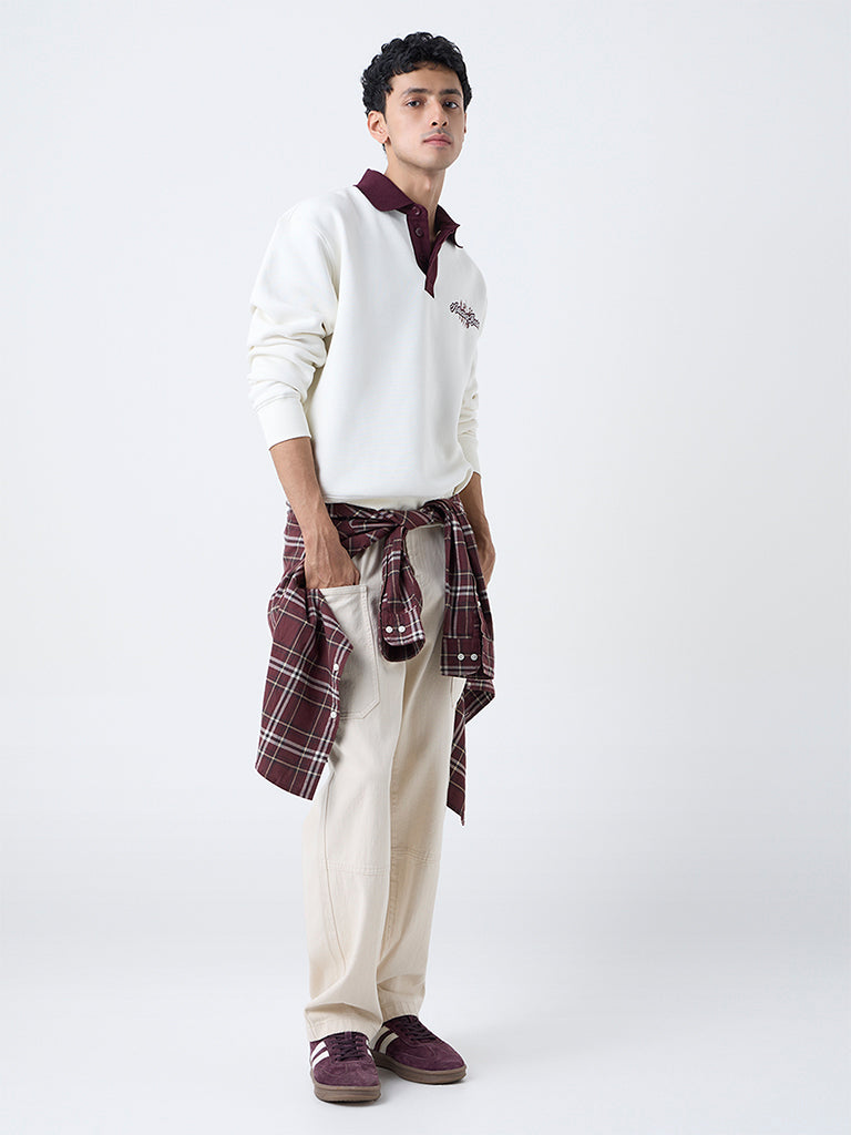 Nuon Off-White Relaxed-Fit Cotton-Blend Sweatshirt - Image 2