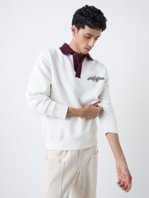 Nuon Off-White Relaxed-Fit Cotton-Blend Sweatshirt