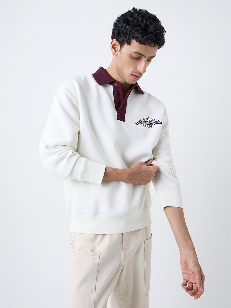 Nuon Off-White Relaxed-Fit Cotton-Blend Sweatshirt