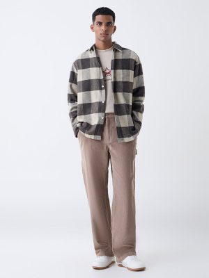 Nuon Light Brown Relaxed-Fit Mid-Rise Corduroy Trousers