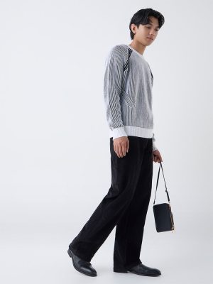 Nuon Black Relaxed-Fit Mid-Rise Corduroy Trousers