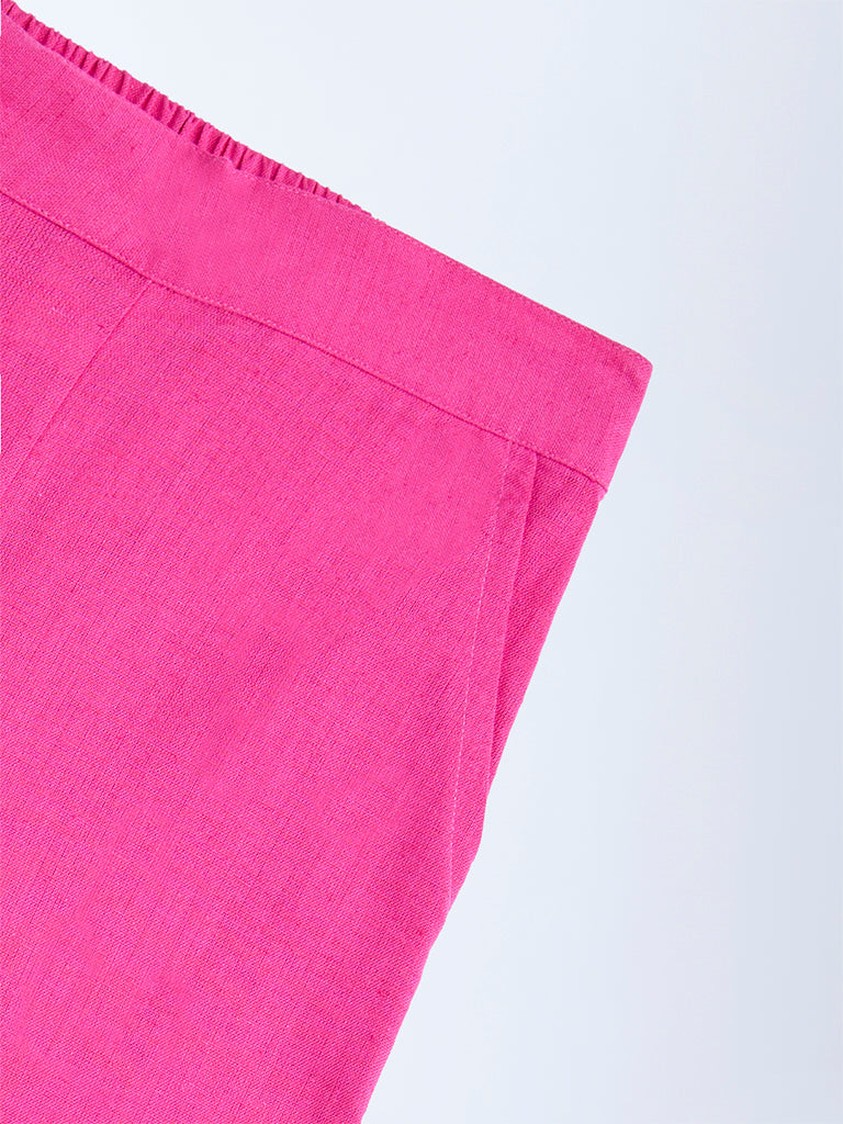 Utsa Kids Magenta Solid Cotton-Blend Pants - (2-8yrs) - Image 3